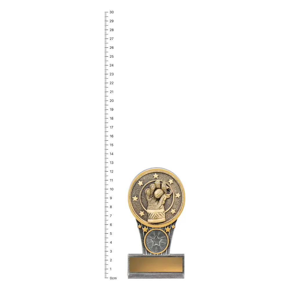 Wicketkeeper Mini IKON trophy next to ruler Wicketkeeper Mini IKON trophy next to ruler