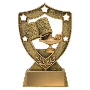 Gold academic gold shield with resin construction
