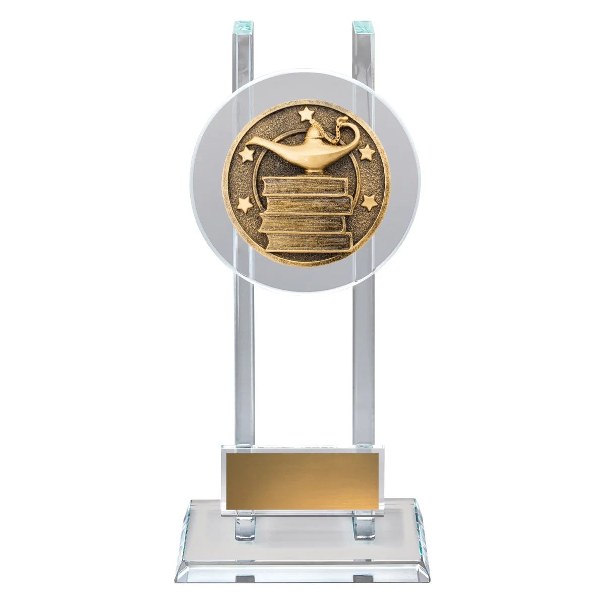 sg205a-gold Gold academic spartan glass with glass construction