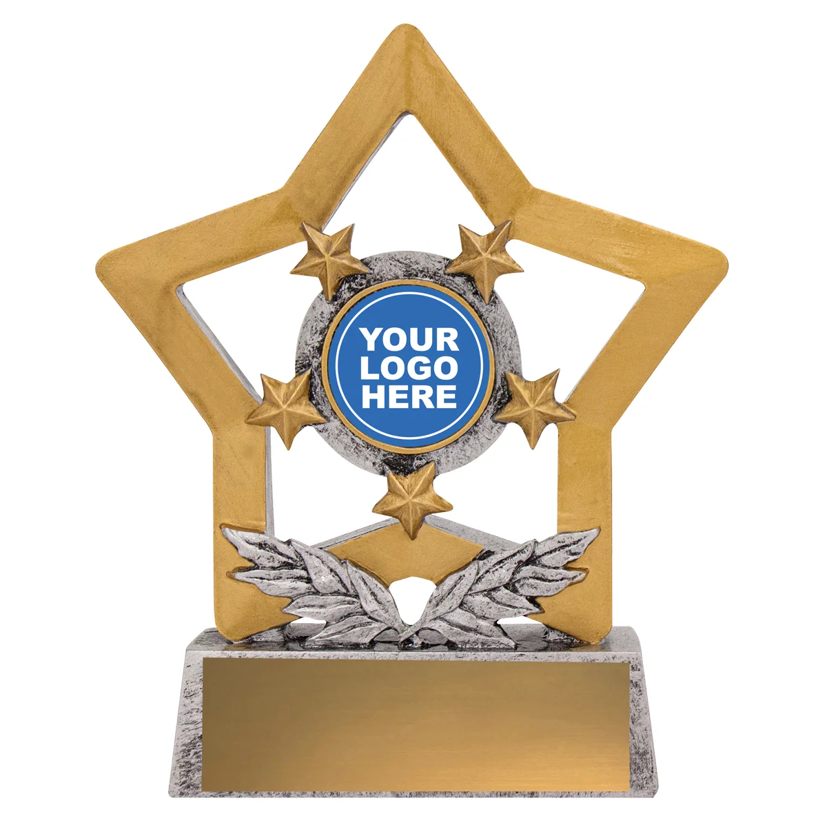 Silver achievement mini star with resin construction