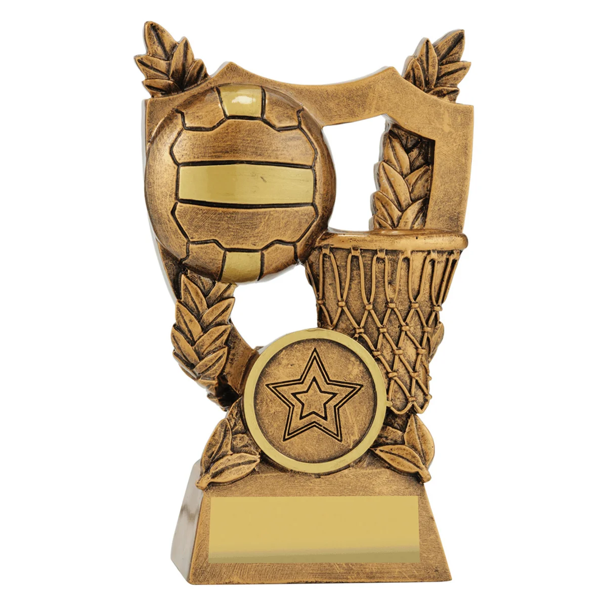 30437a-gold Gold alpha shield with resin construction