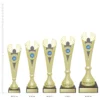 angel cup gold gold Angel Cup trophies next to ruler