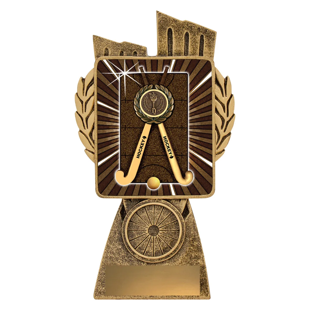 lr044a-gold Gold antique gold lynx - hockey with resin construction