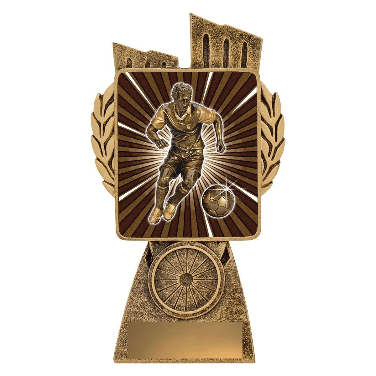lr080a-gold Gold antique gold lynx - male football with resin construction