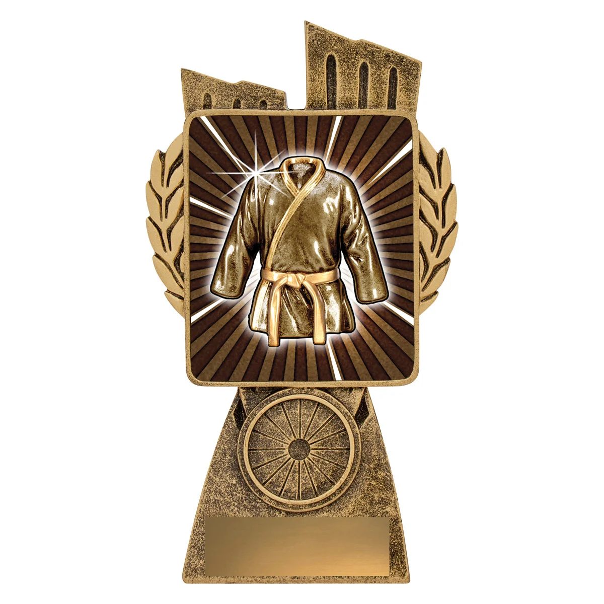 lr045a-gold Gold antique gold lynx - martial arts with resin construction