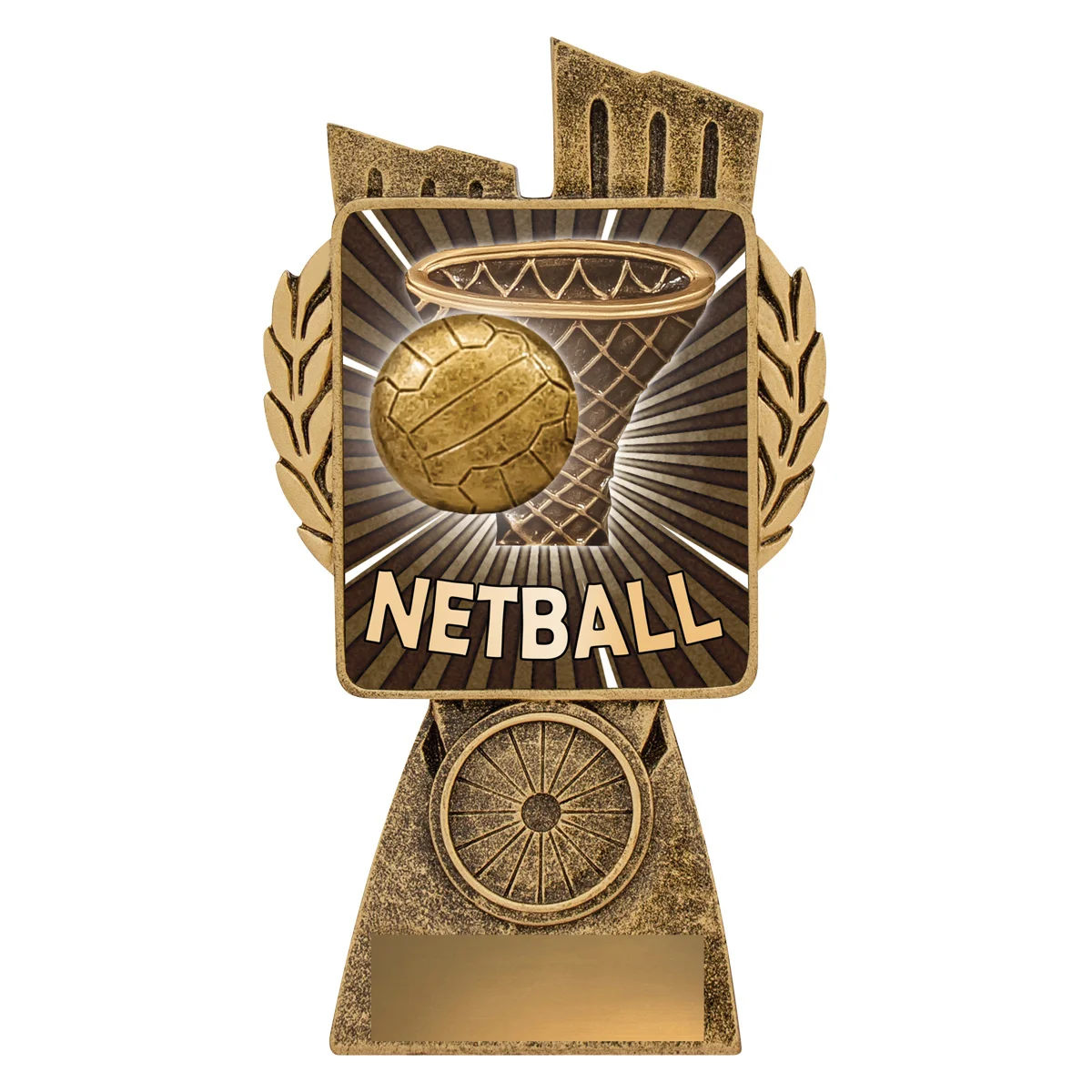 lr037a-gold Gold antique gold lynx - netball with resin construction