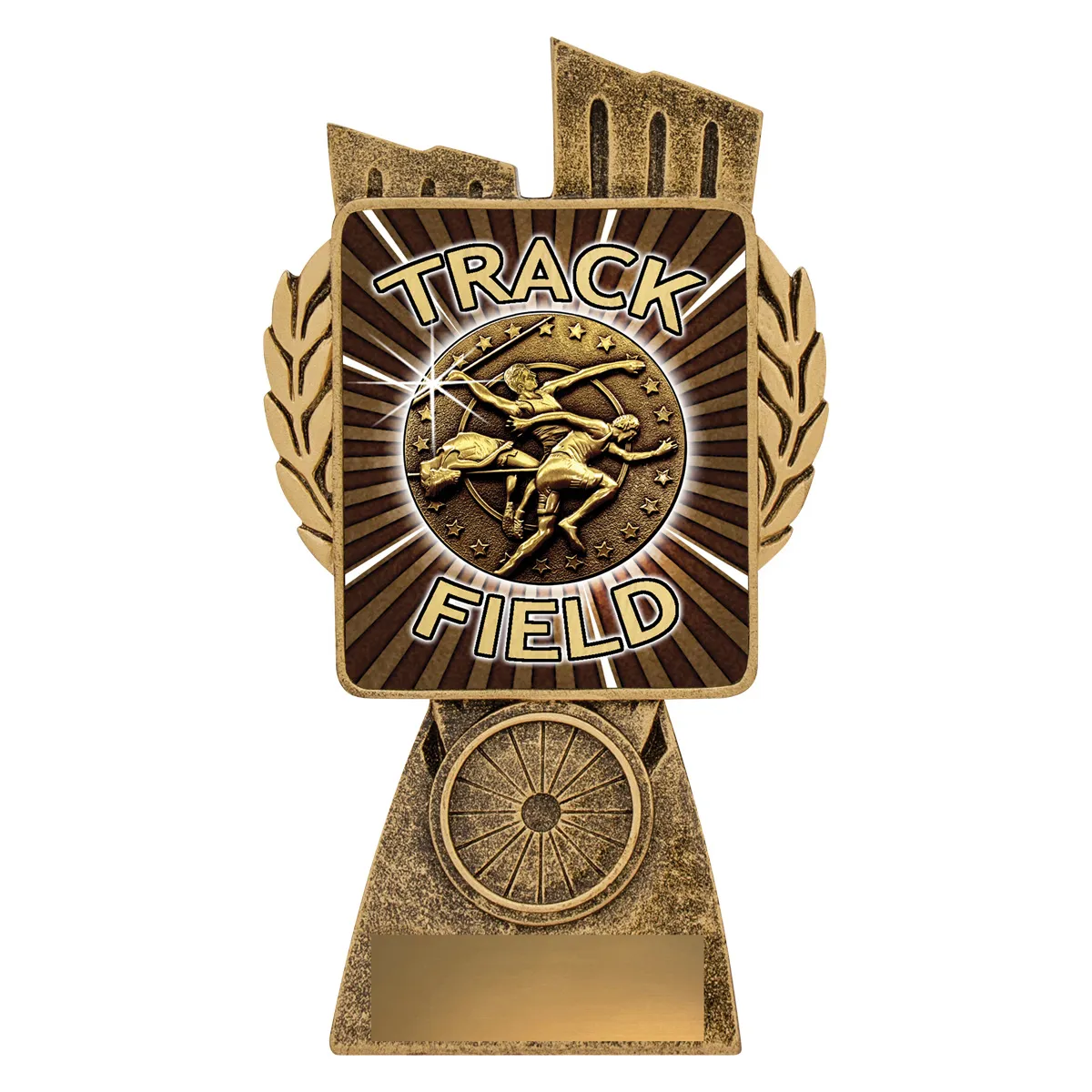 Gold antique gold lynx - track & field with resin construction
