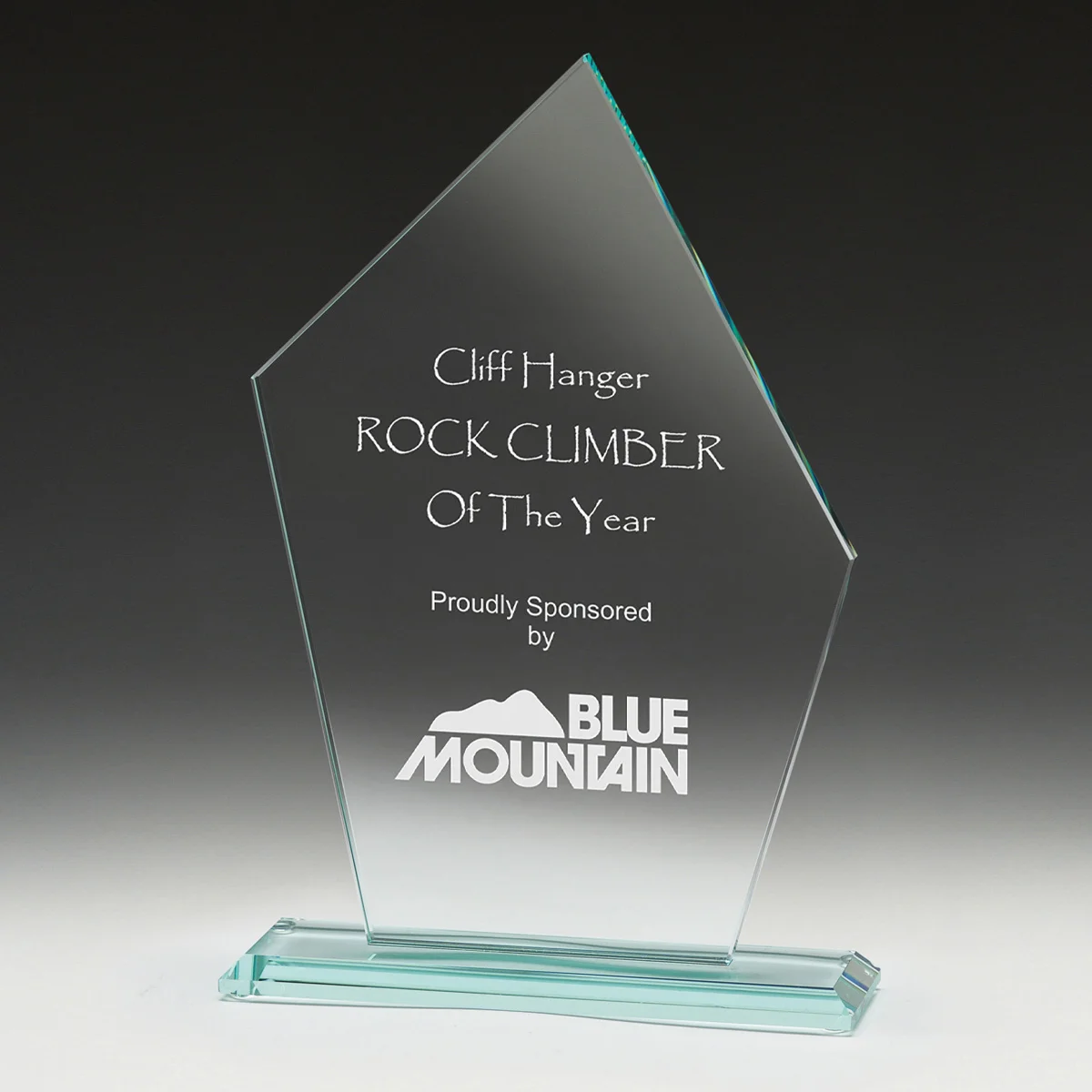 Jade apex jade glass award with glass construction