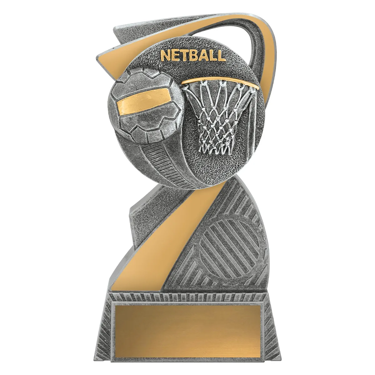 alp191a-silver Silver arclight - netball theme with resin construction