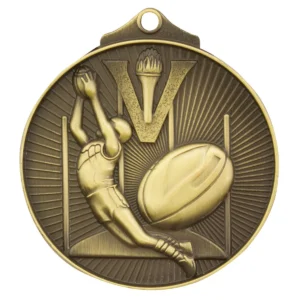 Gold aussie rules medal with metal construction