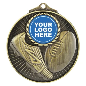 Gold aussie rules medal insert with metal construction