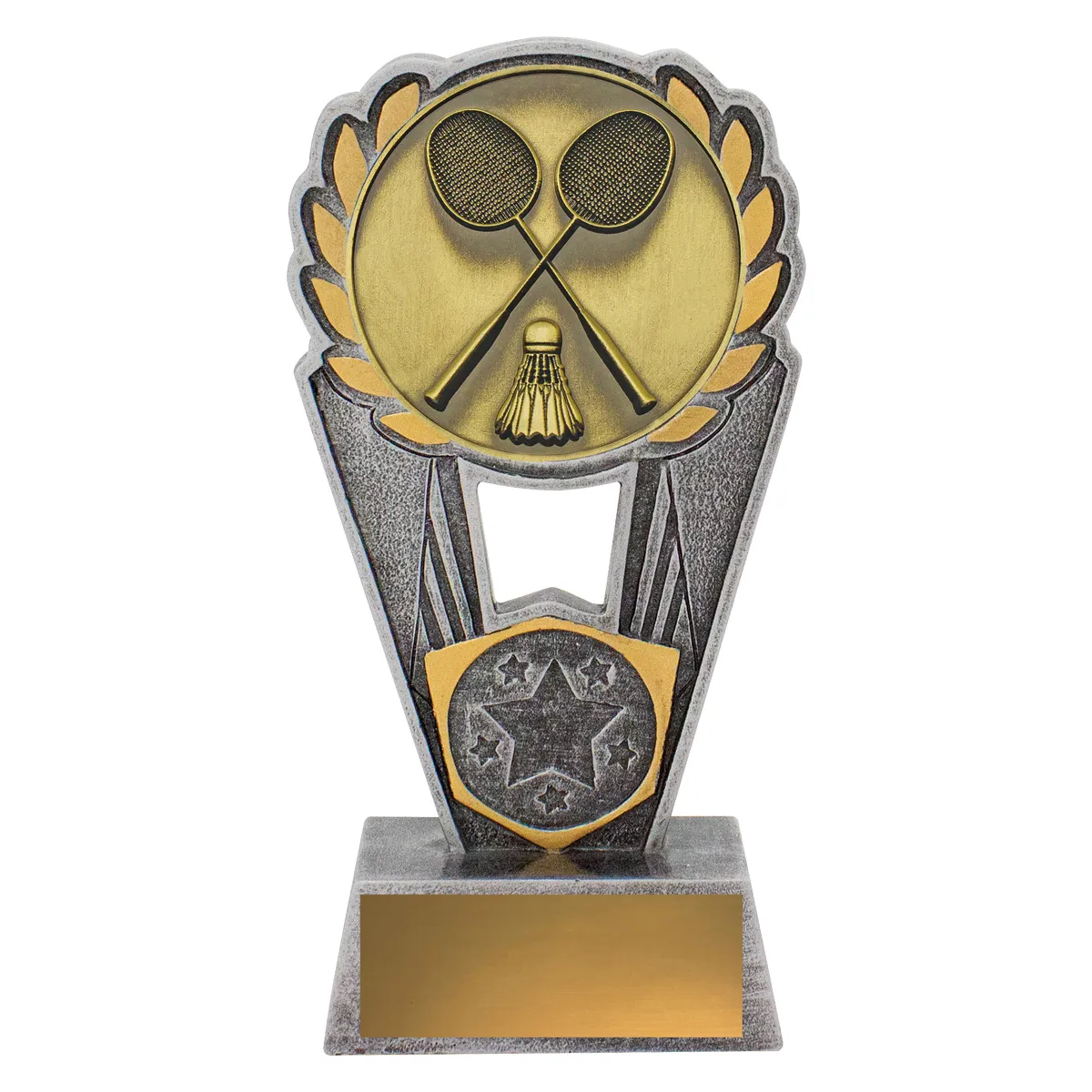 pls146a-silver-and-gold Silver & gold badminton polaris with resin / metal construction