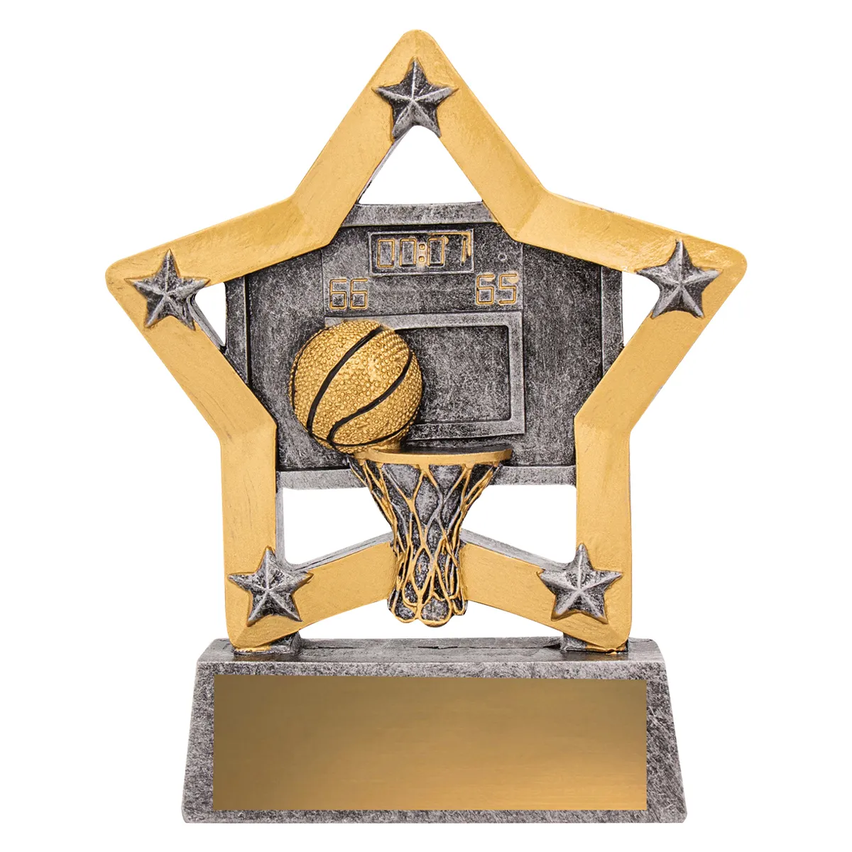 12934-silver Silver basketball mini star with resin construction