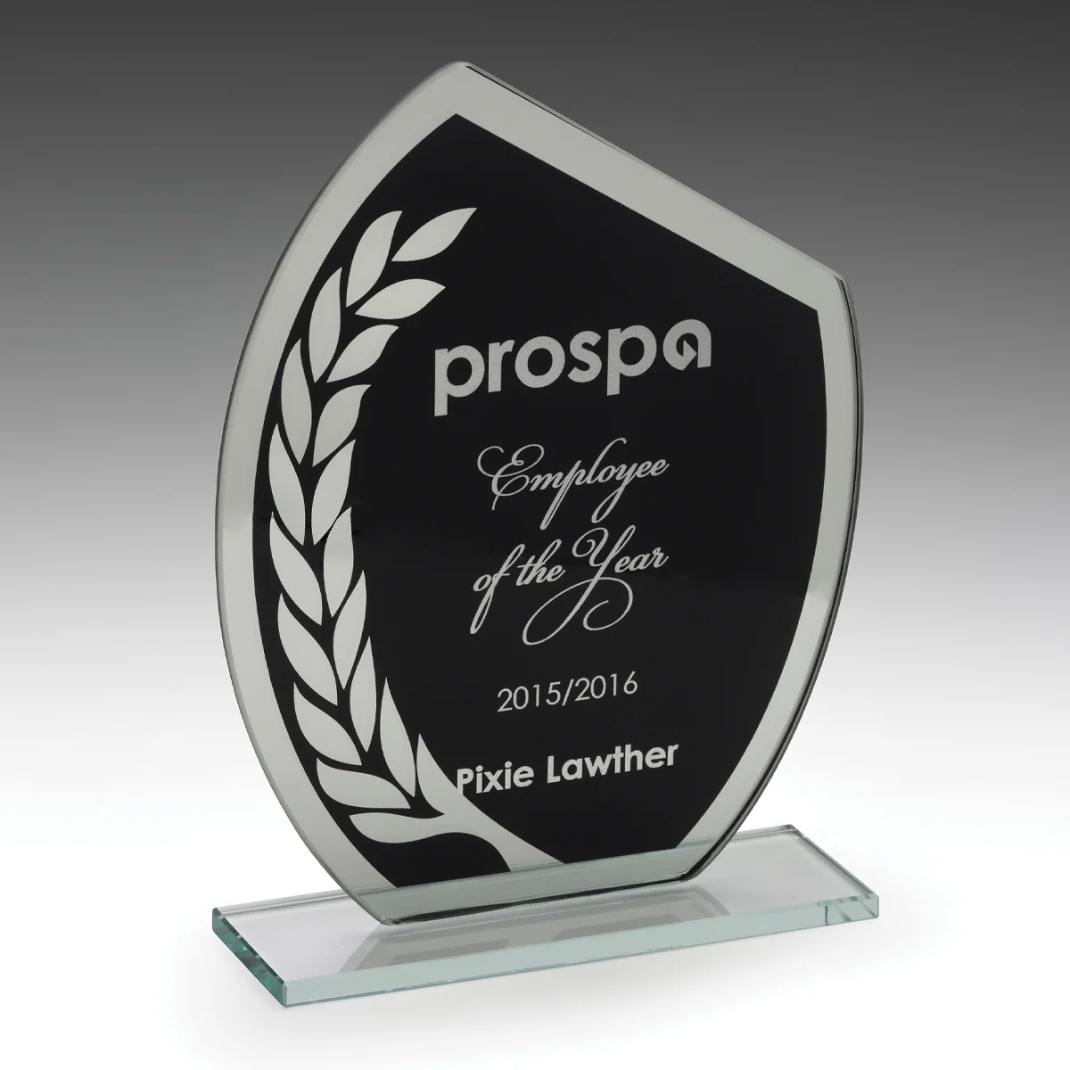 w879a-black-grey-bg Black black wreath award with glass construction