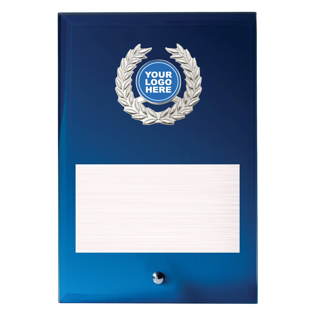ga03a-blue Blue blue glass plaque with glass construction