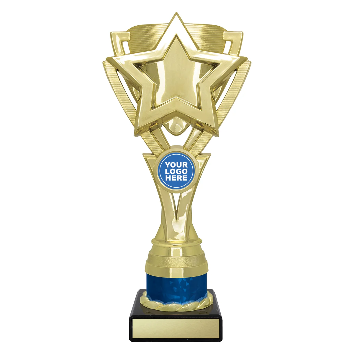 Blue blue kudos cup with plastic / marble construction