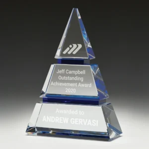 Blue blue pyramid crystal with crystal construction