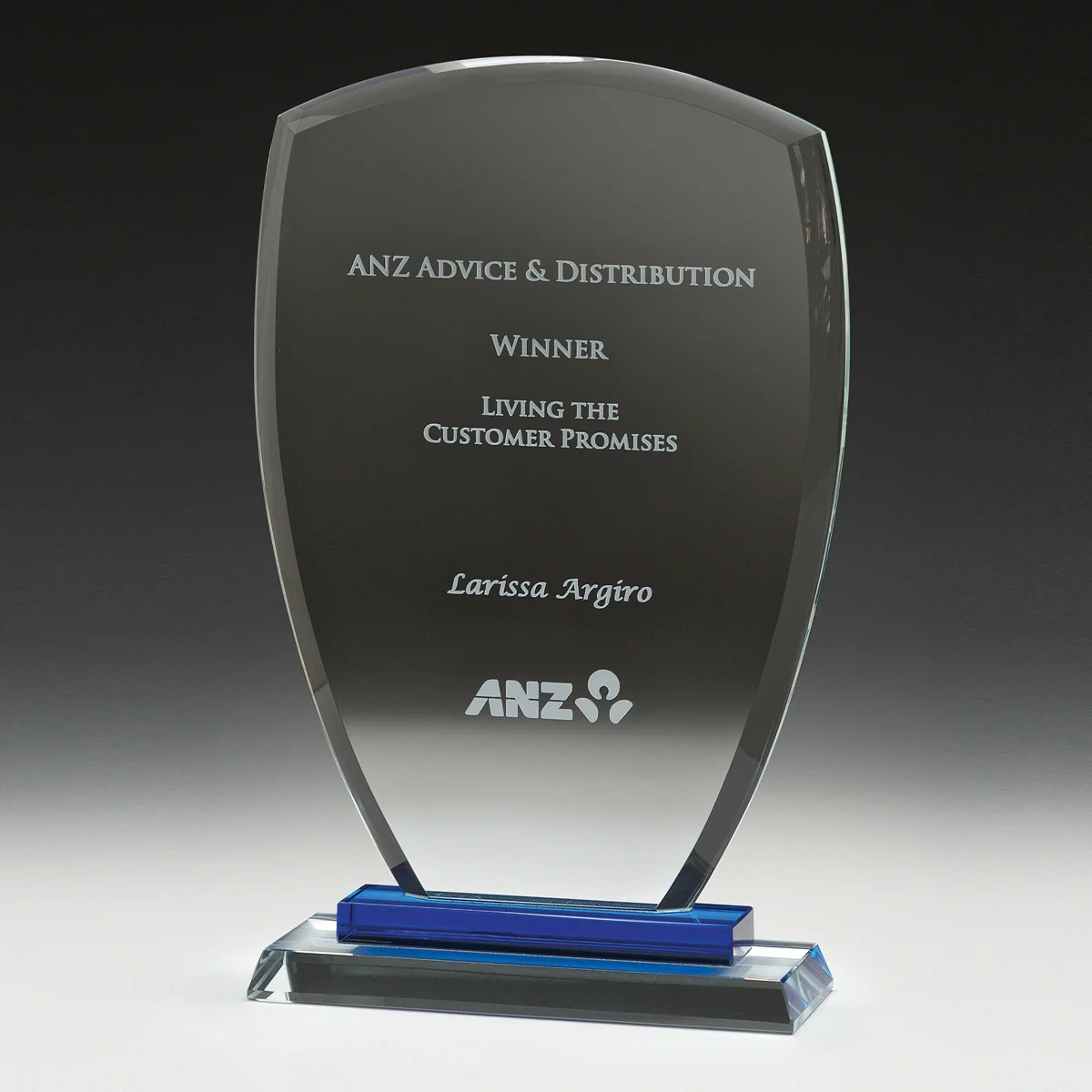 gb390s-blue-grey-bg Blue blue shield award with glass construction
