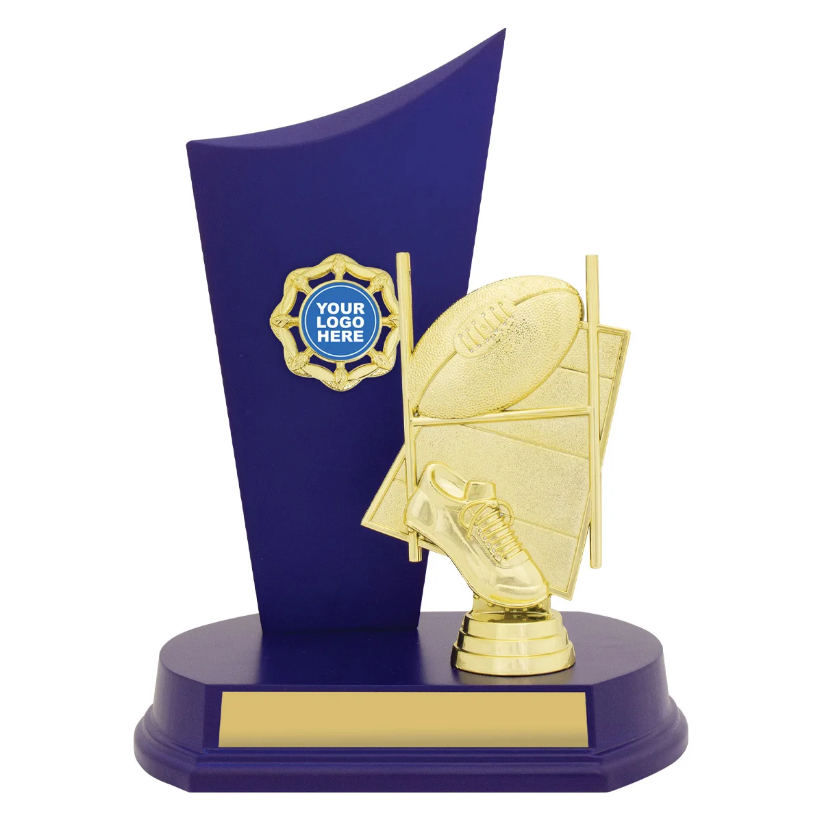 rl503a-blue Blue blue theme crest with plastic / timber construction