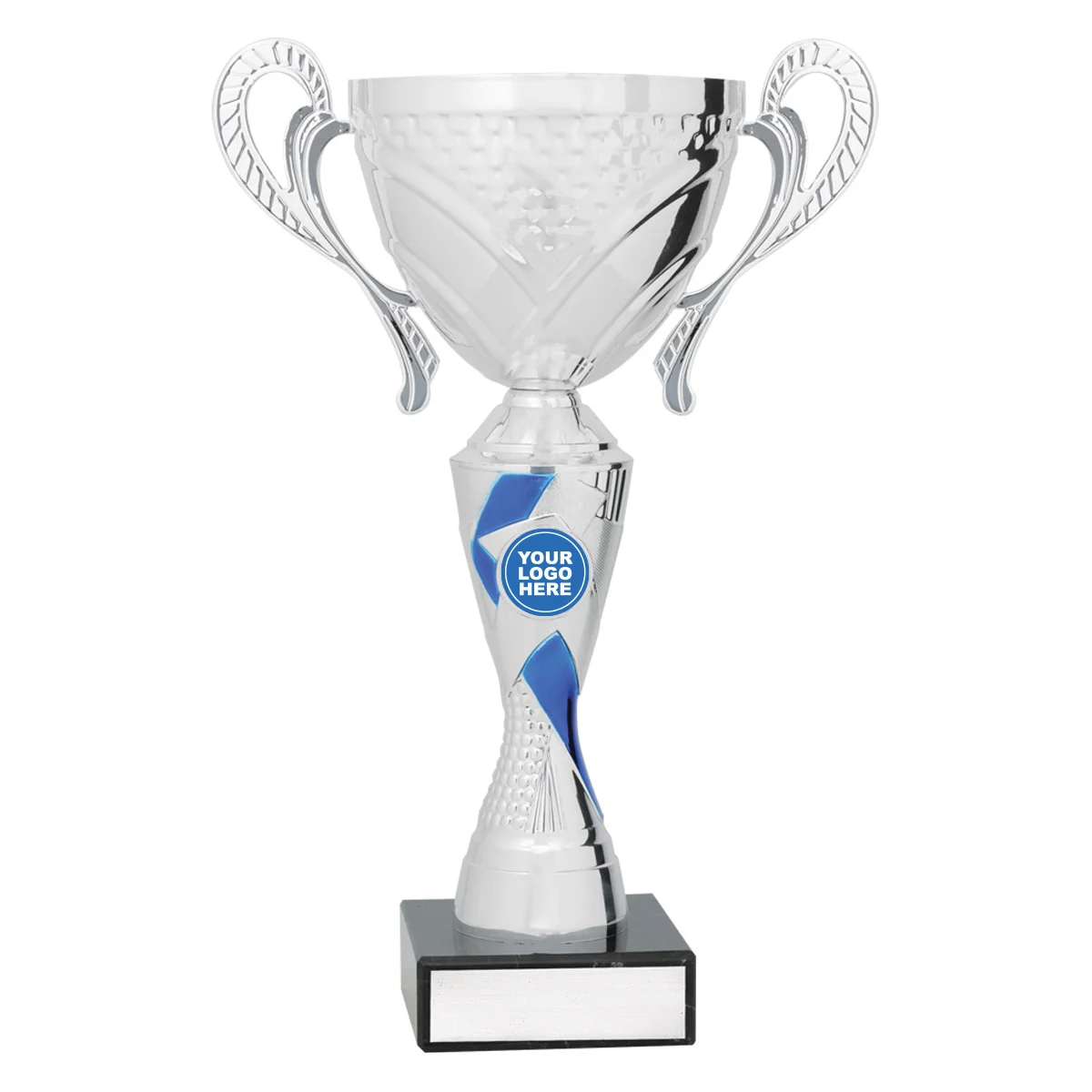 cup171b-blue Blue blue trident with plastic / metal / marble construction