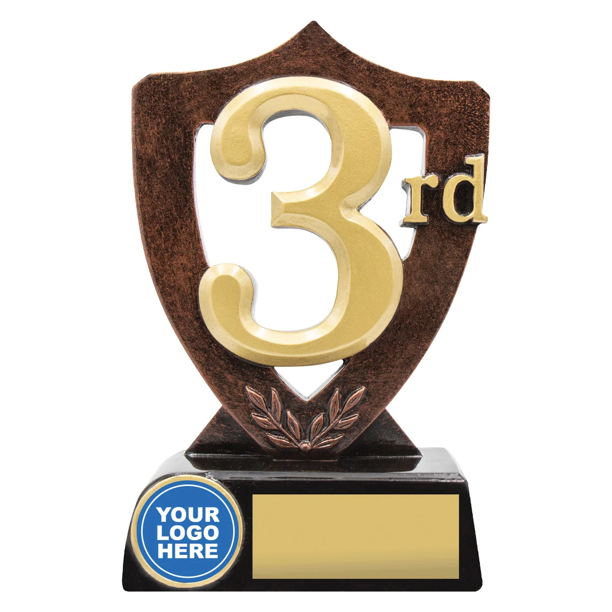 a333-bronze Bronze bronze shield for 3rd place with resin construction