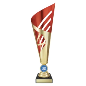 Red brooklyn cup with plastic / metal / marble construction