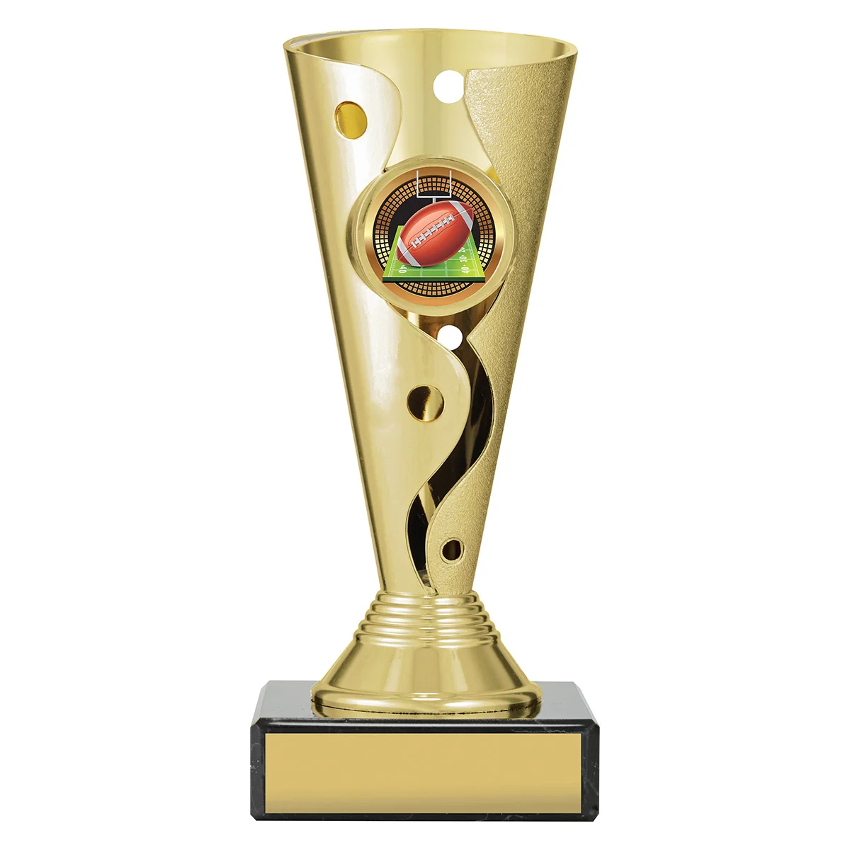 crv55a-gold Gold carnival cup - american football with plastic / marble construction