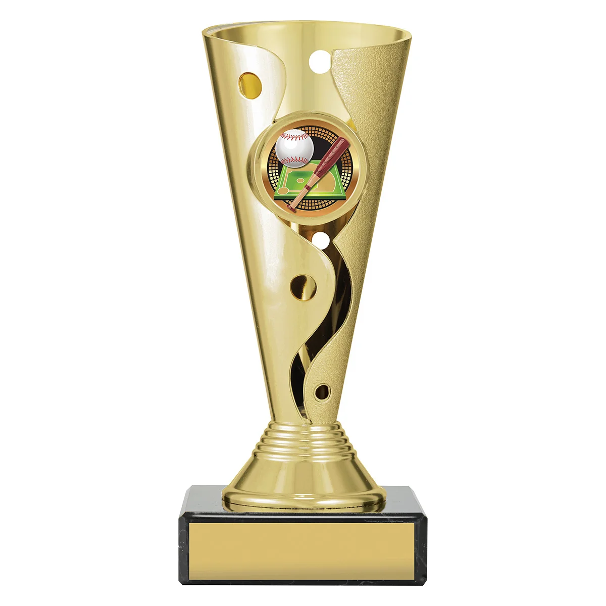 crv33a-gold Gold carnival cup - baseball with plastic / marble construction