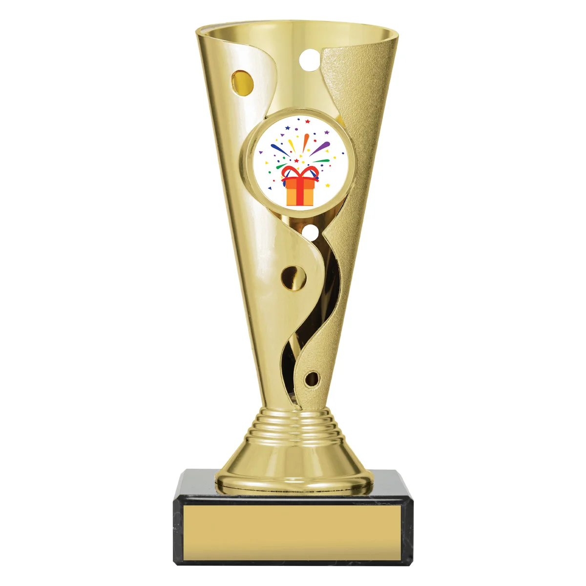 acc443a-gold Gold carnival cup - birthday with plastic / marble construction