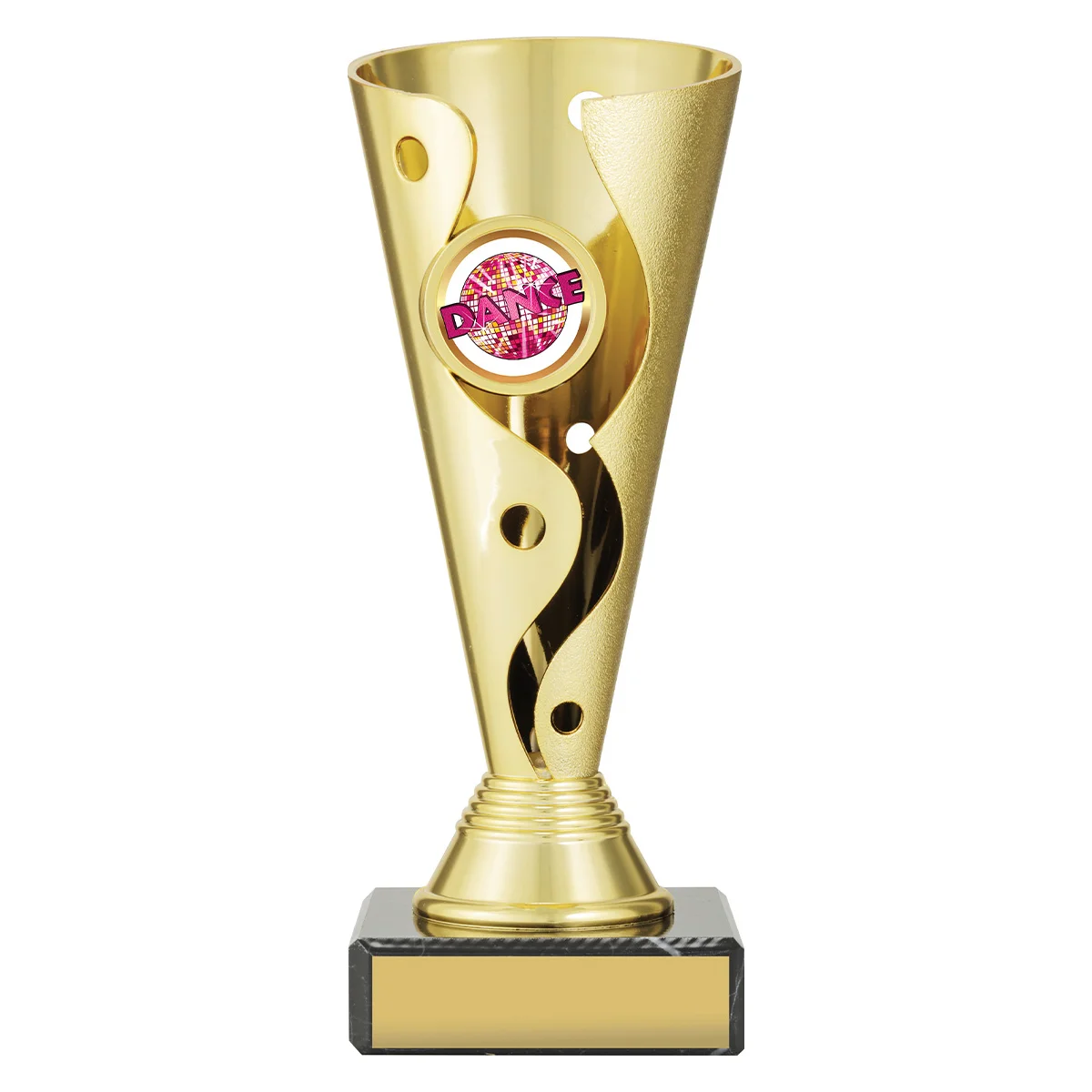 crv19b-gold Gold carnival cup - dance with plastic / marble construction