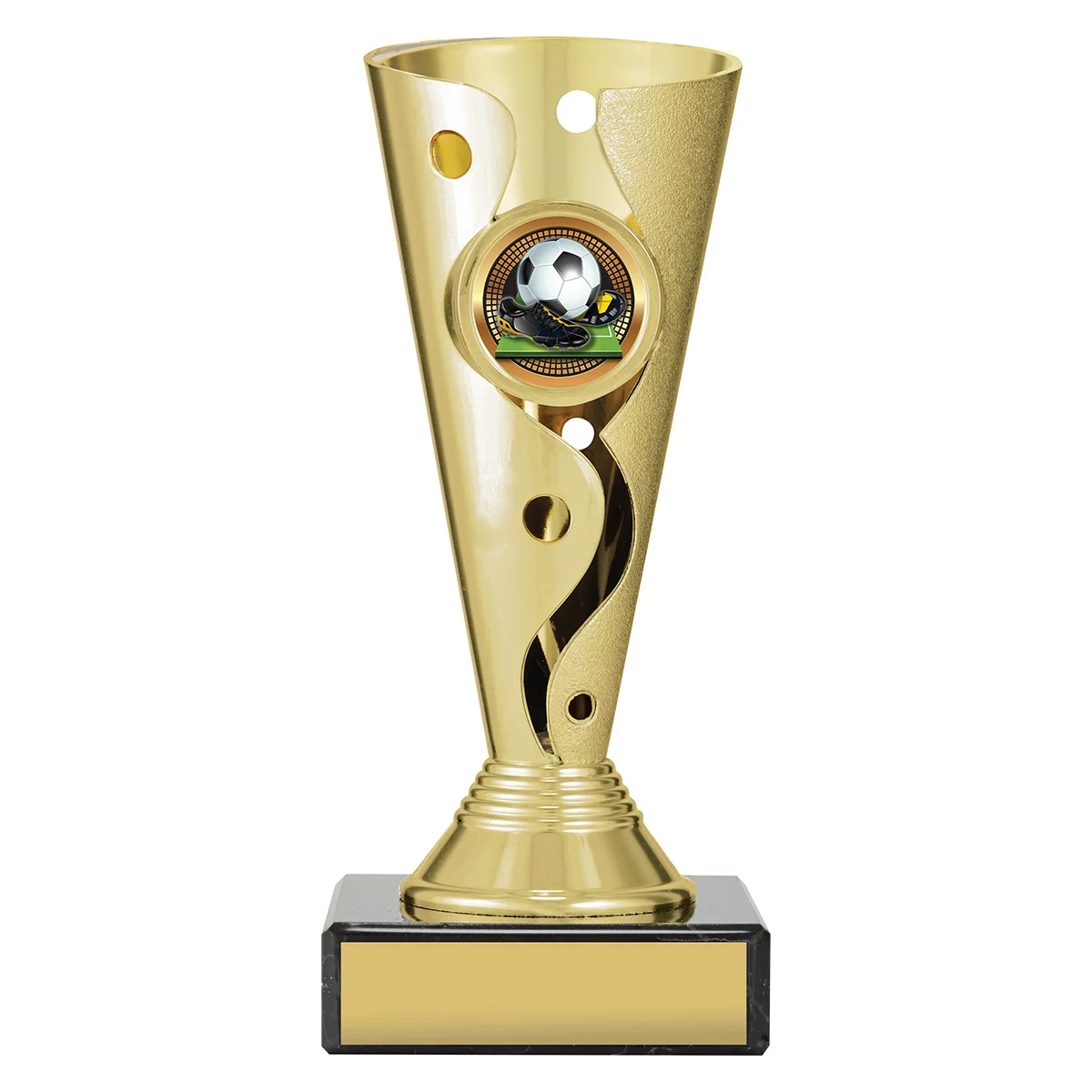 crv04a-gold Gold carnival cup - football with plastic / marble construction