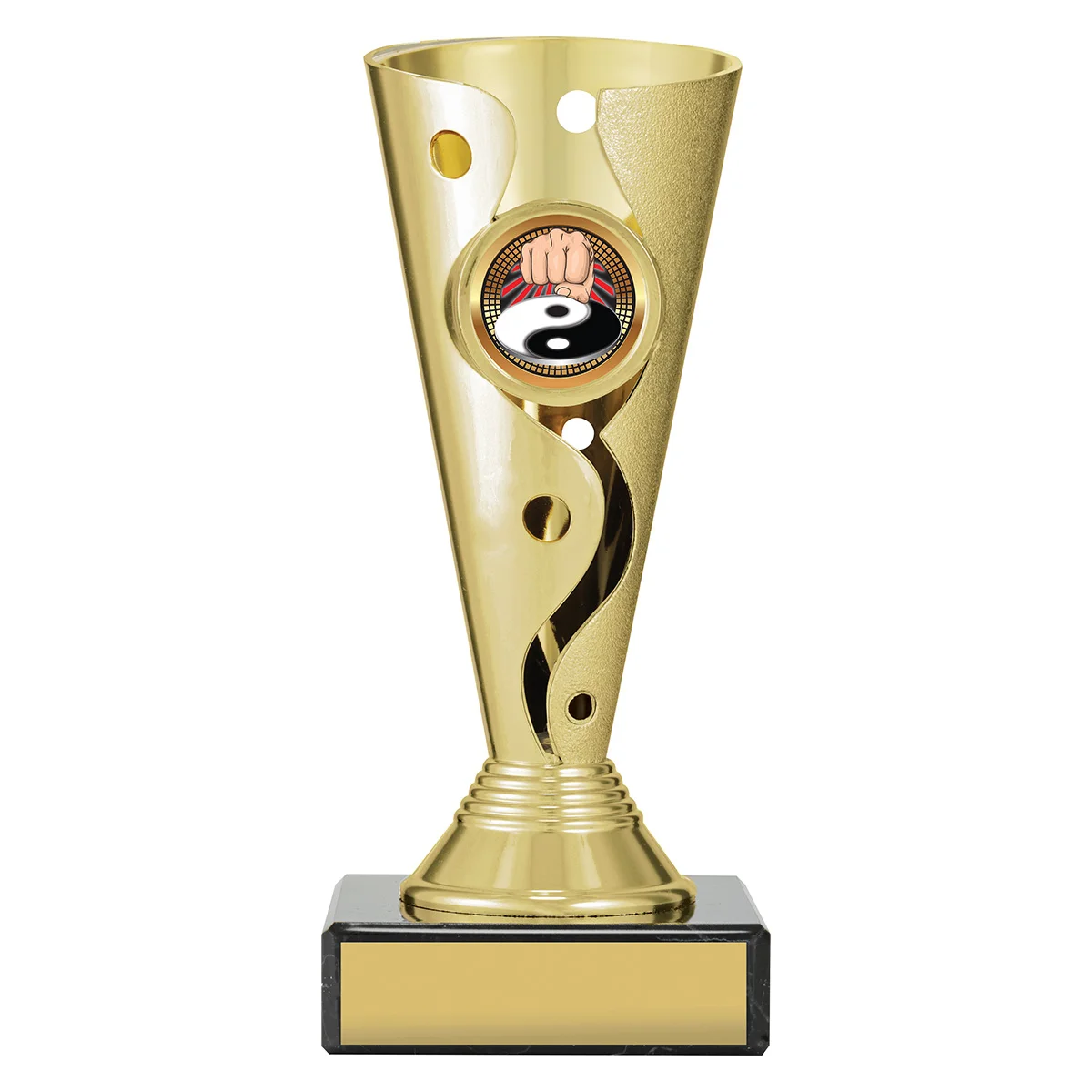 crv45a-gold Gold carnival cup - martial arts with plastic / marble construction