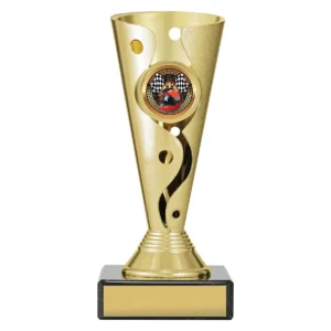 Gold carnival cup - motorsport with plastic / marble construction