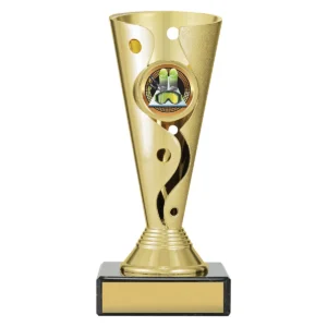 Gold carnival cup - ski with plastic / marble construction