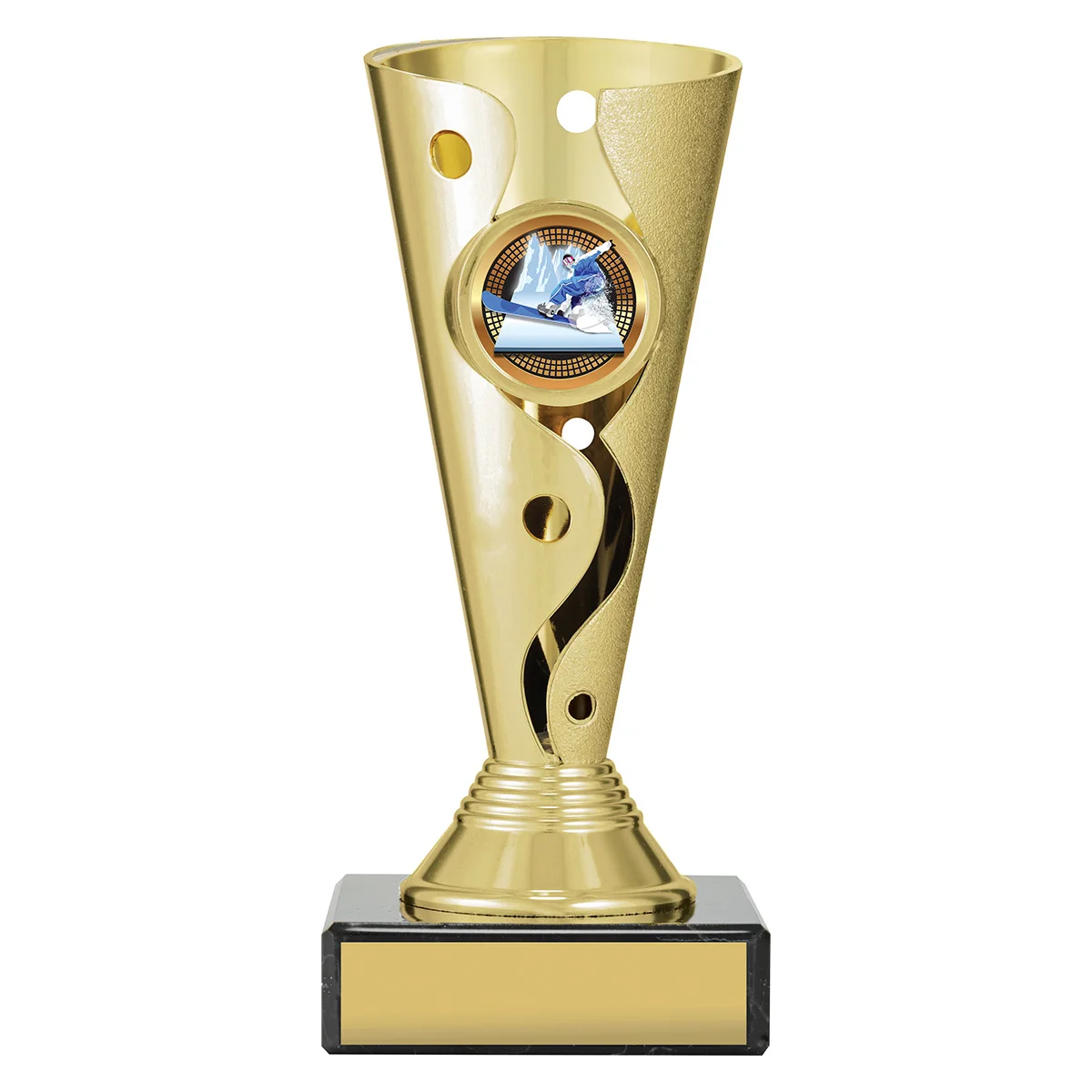 crv92a-gold Gold carnival cup - snowboarding with plastic / marble construction