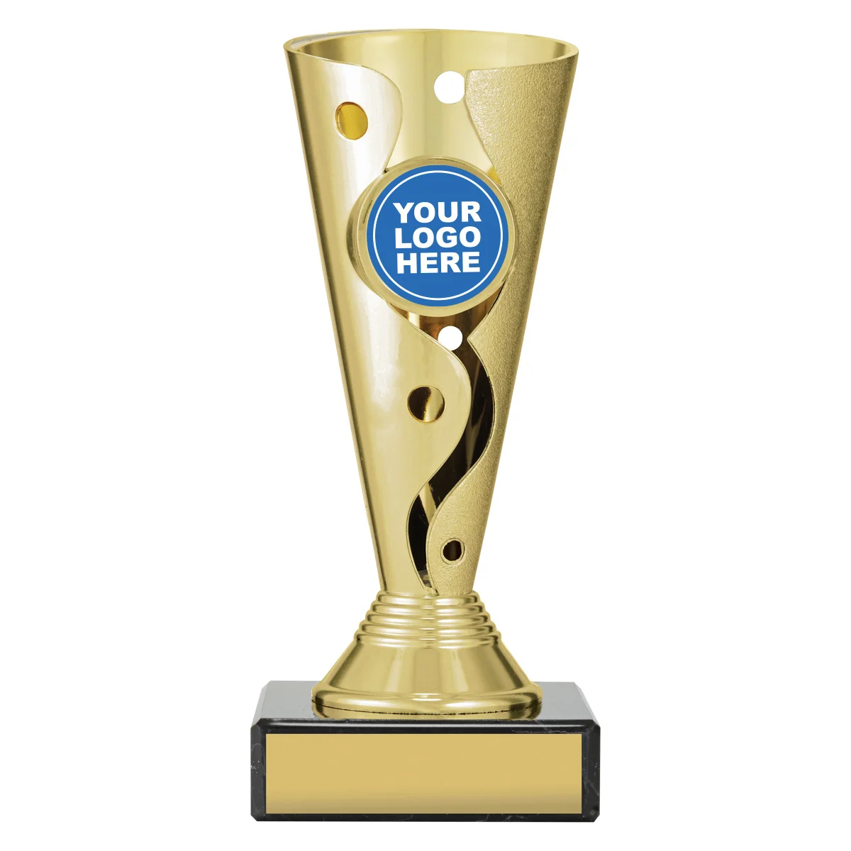 s5172-gold Gold carnival cup with plastic / marble construction
