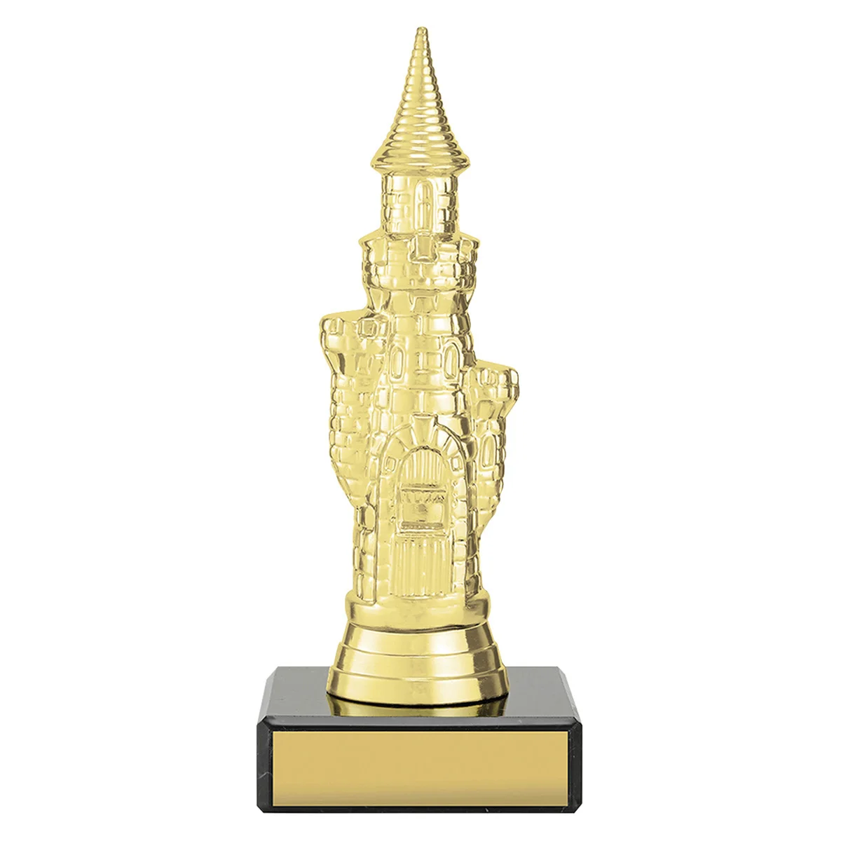 x536-gold Gold castle trophy with plastic / marble construction