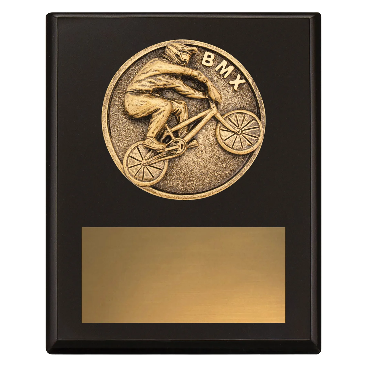 Black challenge plaque - bmx with timber construction