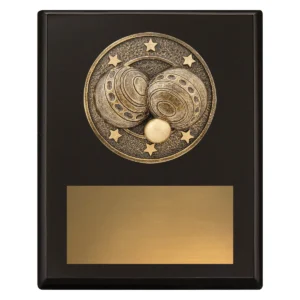 Black challenge plaque - bowls with timber construction