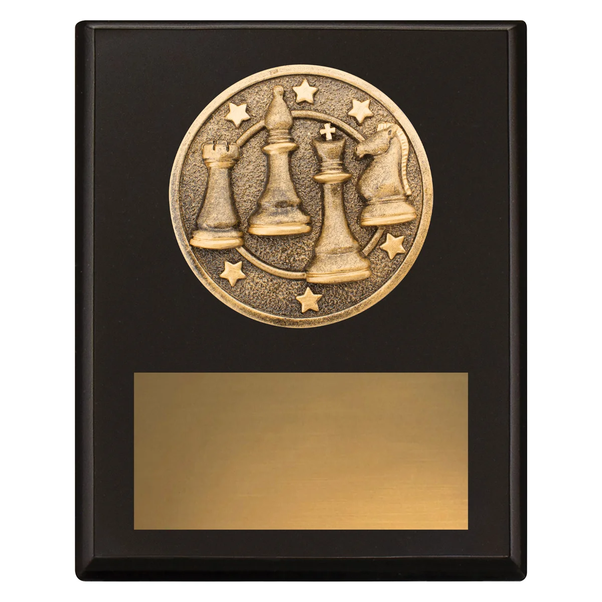 sp678a-black Black challenge plaque - chess with timber construction