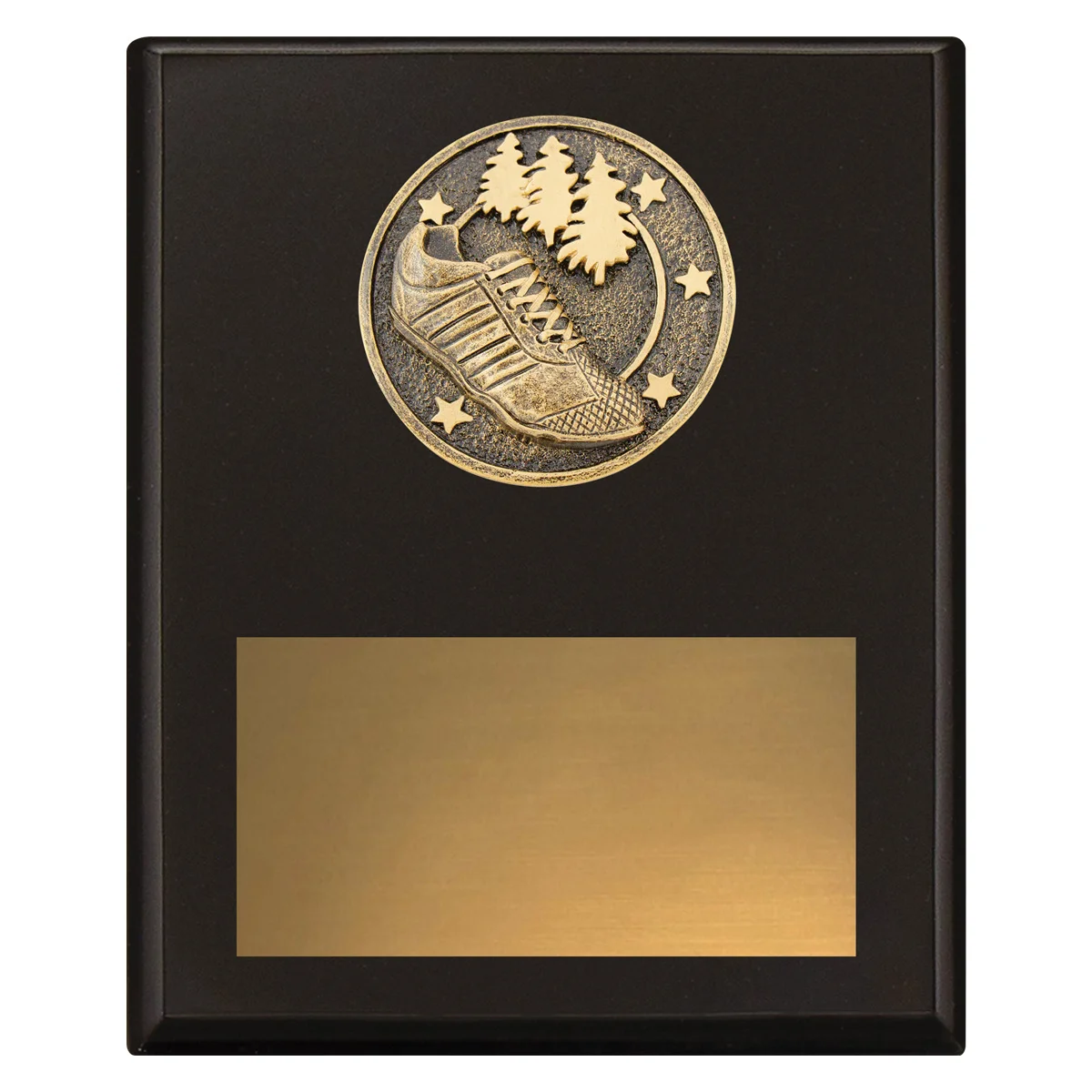Black challenge plaque - cross country with timber construction