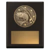 Black challenge plaque - fishing with timber construction