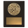 sp644a-black Black challenge plaque - hockey with timber construction