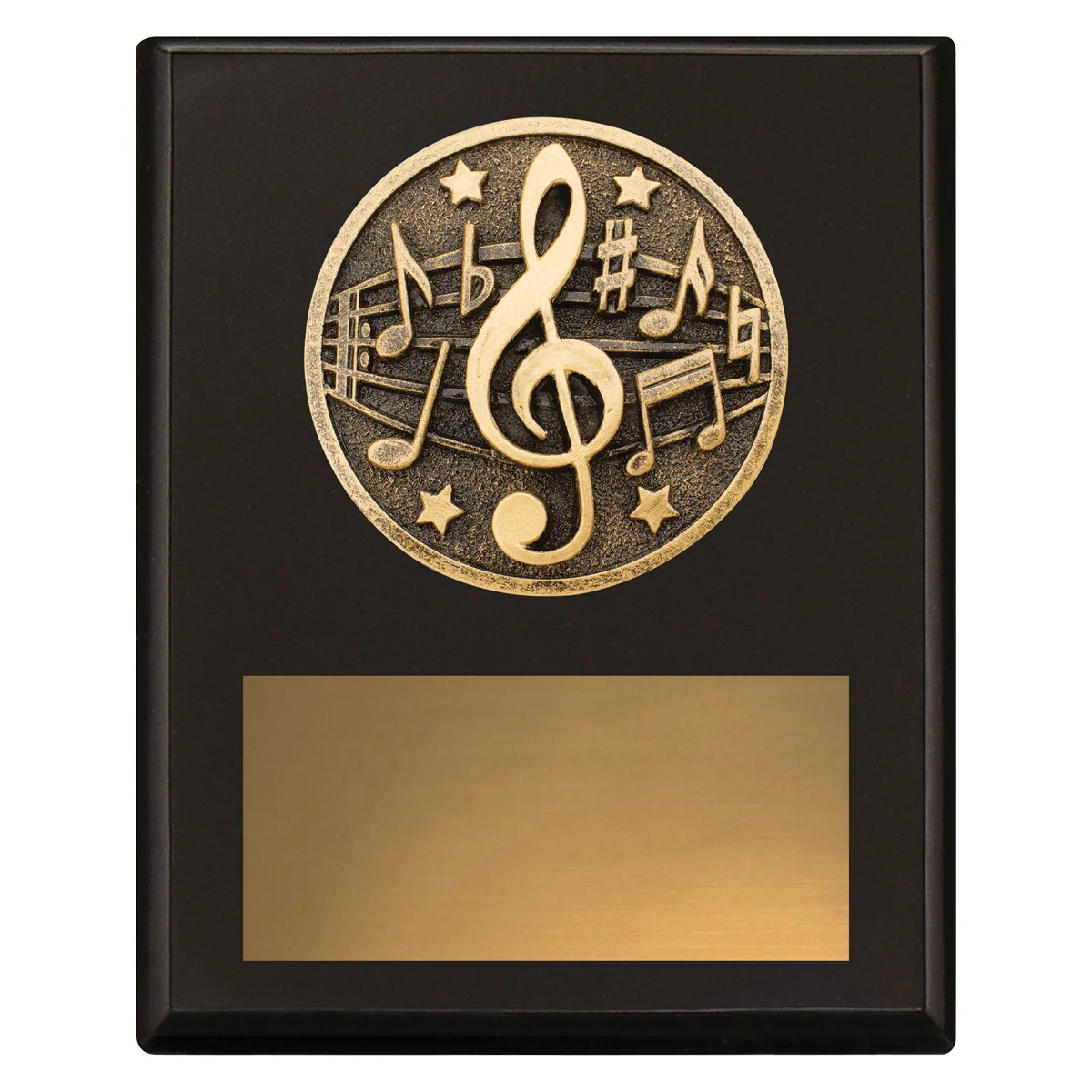 sp621a-black Black challenge plaque - music with timber construction
