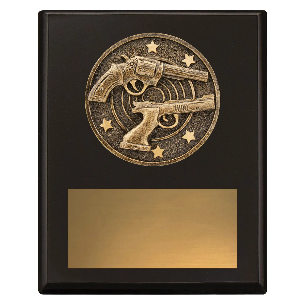 sp653a-black Black challenge plaque - pistol with timber construction