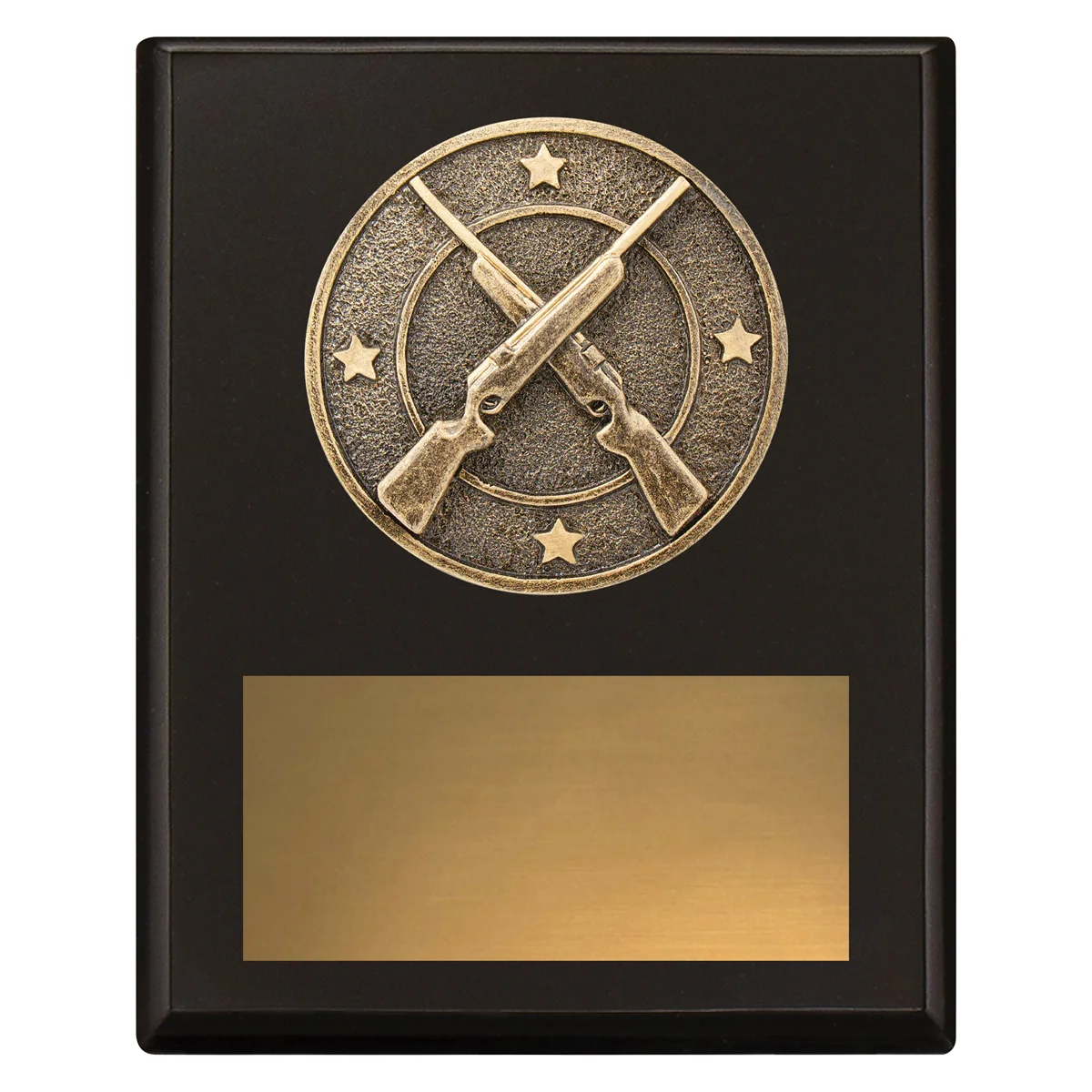 sp654a-black Black challenge plaque - rifle with timber construction