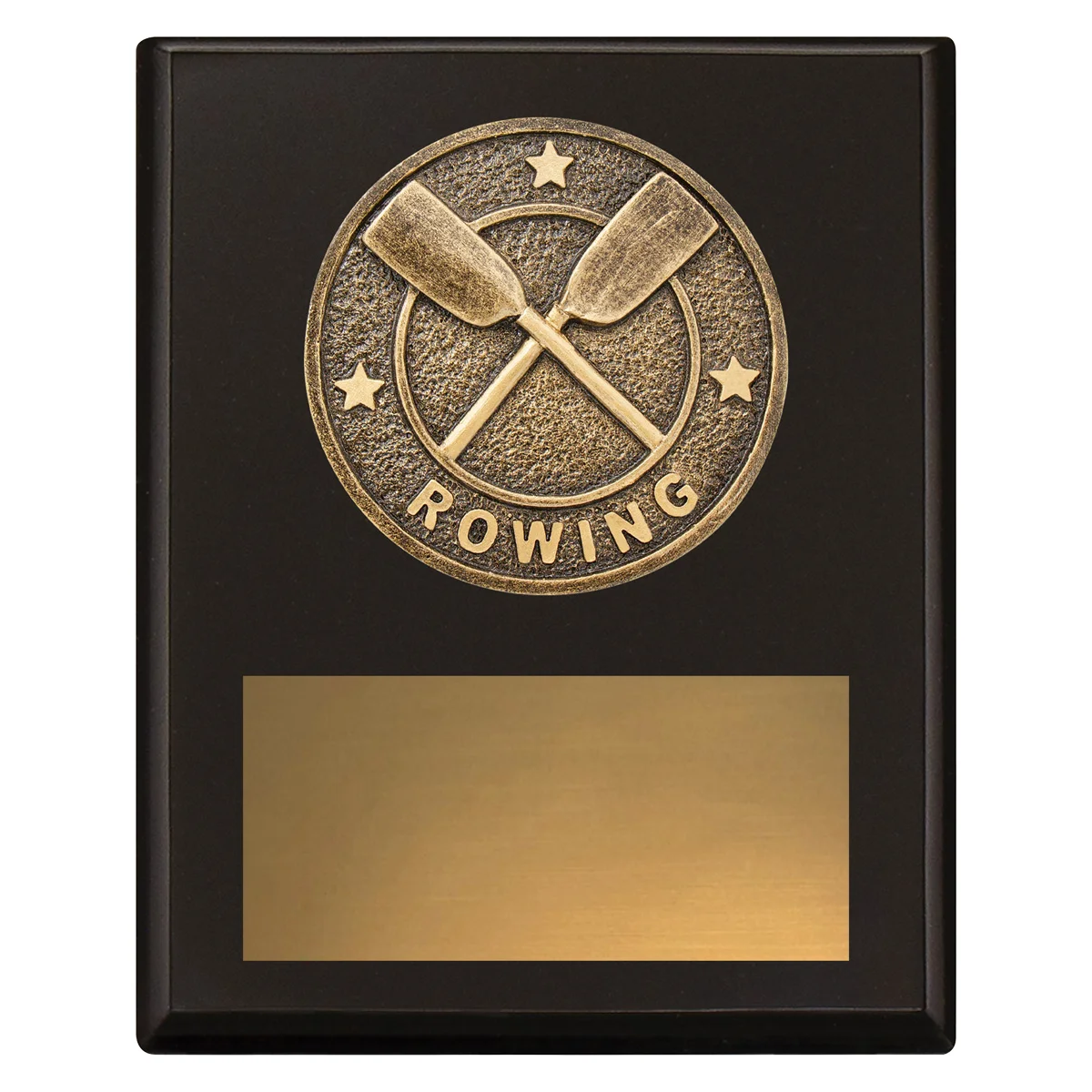 sp673a-black Black challenge plaque - rowing with timber construction