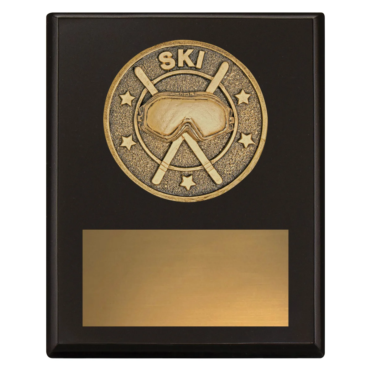 sp692a-black Black challenge plaque - ski with timber construction