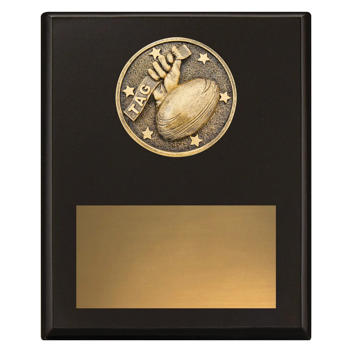 Black challenge plaque - tag with timber construction