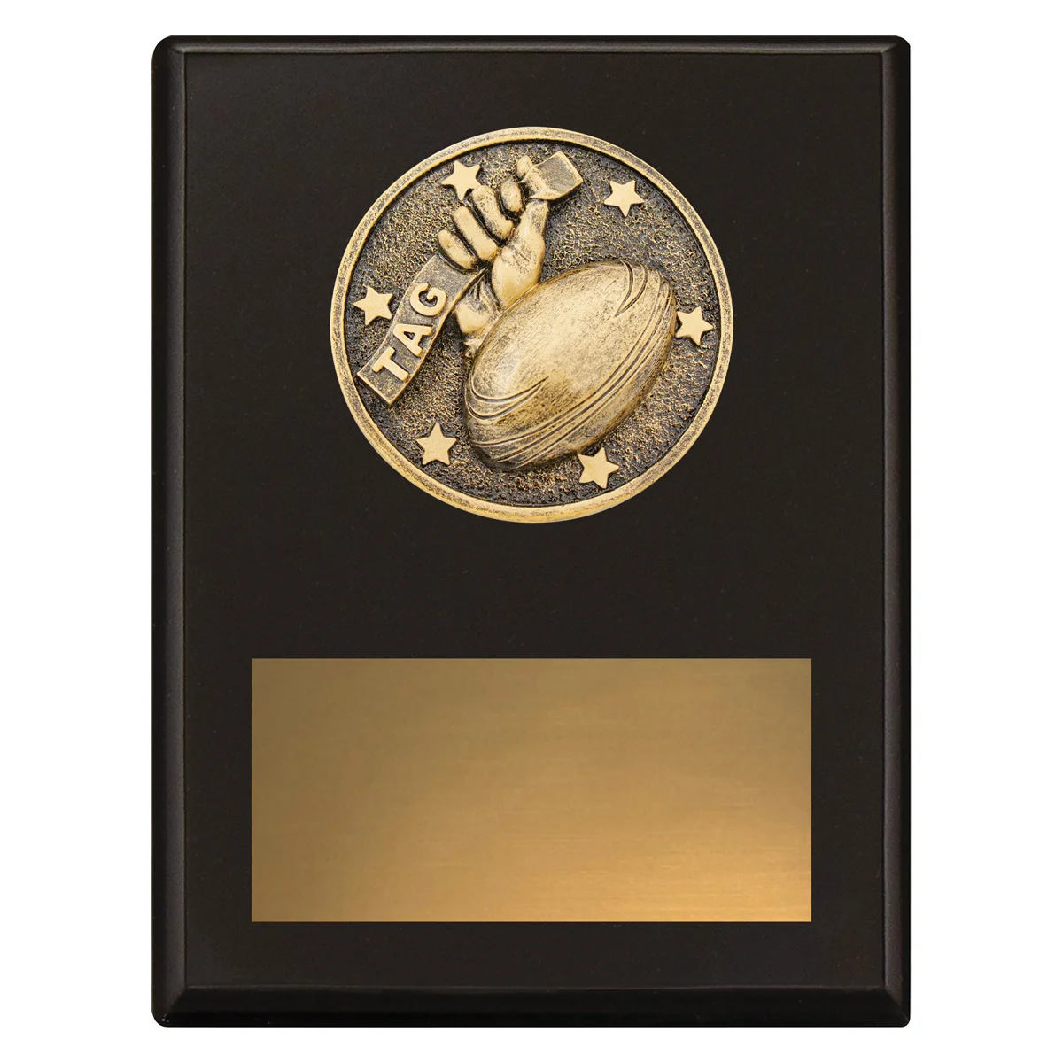 Black challenge plaque - tag with timber construction